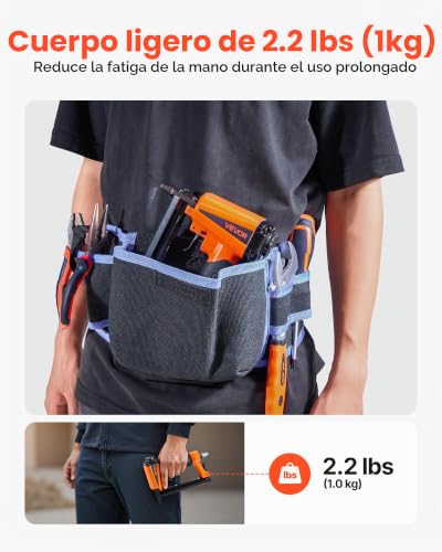 Miniatura 4 de Vevor Grapadora Neumática Calibre 21, Compatible Con Grapas Estándar De La Serie 80, Ancho De Corona De 12,8 Mm, Longitud De 6-16 Mm, 4,8-7,6 Bar, Para Carpintería Y Tapicería, 240 X 48 X 165 Mm