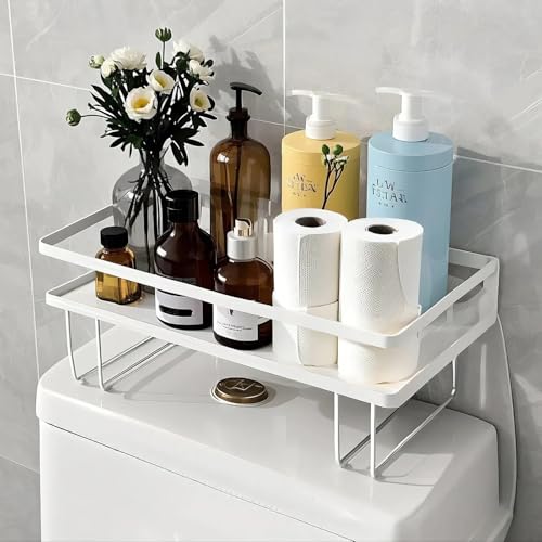 ShellKingdom Over The Toilet Storage Shelf, Toilet Paper Holder Stand Shelves, Punch-Free Bathroom...