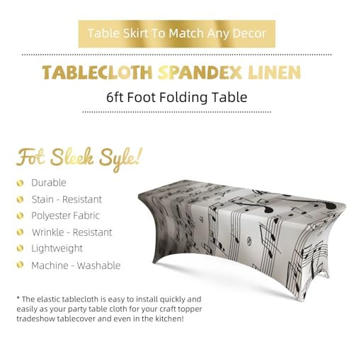 Nappe de table extensible en elasthanne motif notes de musique lavable interieur - 6