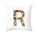 EHOMERY Funda De Almohada One Piece Cojín Decorativo Alfabeto Inglés R Rama Flor Seda Fundas Infantiles Cojines Y Decoración del Sofá La Sala Estar Rojo Verde 20X20 Inches