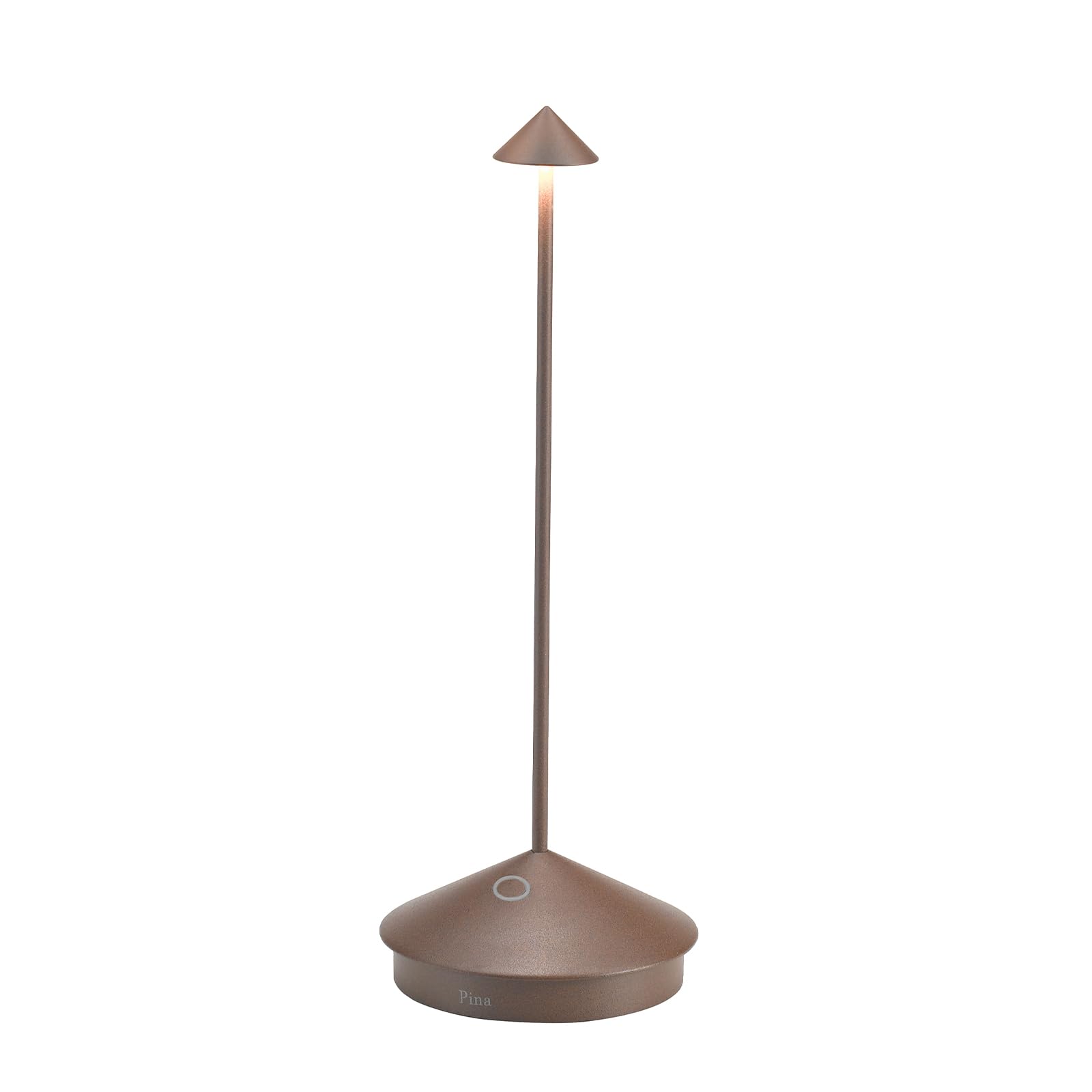 Zafferano, Pina, Lampada da Tavolo Ricaricabile e Senza Fili con Controllo Touch, Adatta per Salotto ed Esterni, Dimmer, 2200-3000 K, Altezza 29 cm, Colore Corten