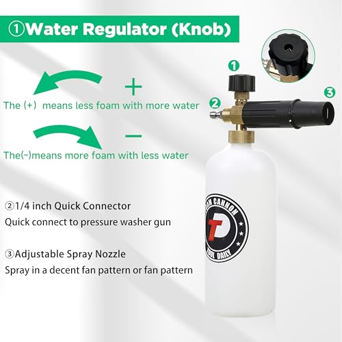Image of Tool Daily Short Pressure Washer Gun with Foam Cannon, Car Wash Soap 64 Oz, 5 Power Washer Nozzle Tips, 1 /4 Inch Quick Connect