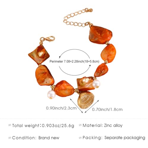 Chunky Irregular Seashell Pearl Bracelets for Women Hawaii Beach Sea Shells Coastal Conch Bracelet Trendy Tropical Pearls Statement Jewelry Gifts3