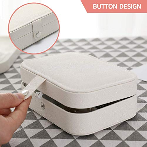 Image of KRISHYAM Travel Jewelry Case, Mini Jewellery Box, Portable Jewelry Box Display Storage Case, Bangle Box, Jewellery Organizers, Storage Boxes for Rings & Earrings (White)