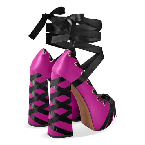 Image of Platform Heels Chunky Bow Ribbon Pumps
