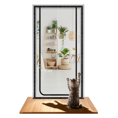 DBREAKS Puerta mosquitera para Gatos, Prueba de rasguños Pantalla de Mascotas con Cremallera Bilateral, para el salón, el Dormitorio, la Cocina, la balcón, 80 cm x 200 cm