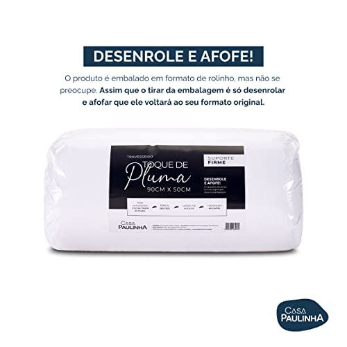 Kit 2 Travesseiros 90cm x 50cm Toque de Pluma Suporte Firme Confortável Grande Antialégico