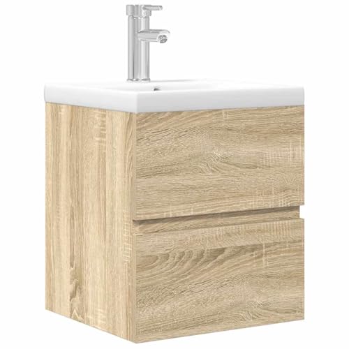 vidaXL Set de Muebles de baño 2 pzas Madera contrachapada Roble Sonoma