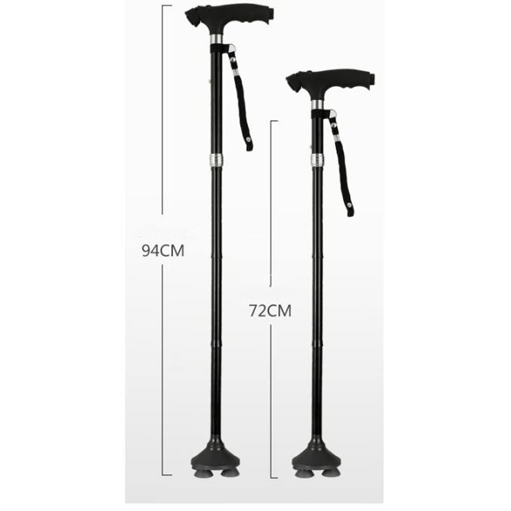 XMING Bastón Plegable portátil for Ancianos con aleación de Aluminio Ligero telescópico pequeño bastón de Cuatro Patas for Caminar