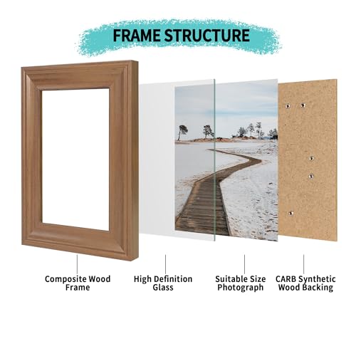 Image of iRahmen 4x6 Picture Frame Set of 4, Rustic Retro Photo Frame with Real Glass, Wood Farmhouse Style 4 x 6 Frames for Wall Mount and Tabletop Display