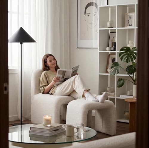 Sillón Lounge Beige con Otomán Diseño Moderno miniatura 3