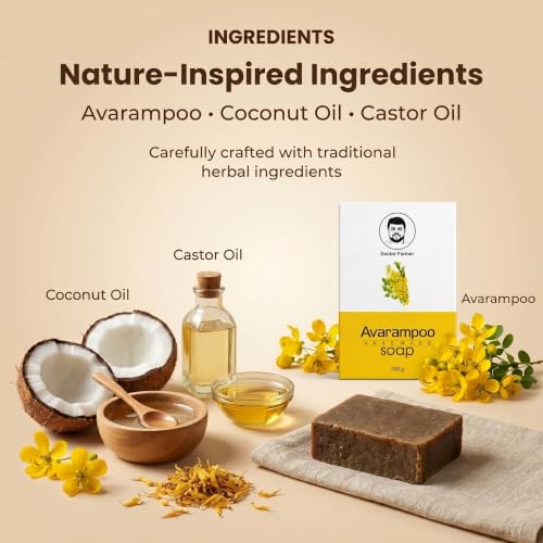 Image of Doctor Farmer Avarampoo Handmade Bath Soap Pack of 4 | Natural Coconut Oil Soap for Gentle Cleansing | Moisturizing Daily Bath Bar for Healthy-Looking Skin | For Men & Women