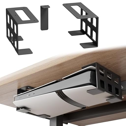 sciuU Soporte Horizontal Bajo Escritorio/Soporte Vertical de Pared – Compatible con PS5 Pro Digital, PS5 Slim Digital, Xbox Series S, Xbox One – Soporte para Consola de Pared/Mesa en Acero INOX | Ya disponible en tu tienda friki favorita! En mundofriki.es!