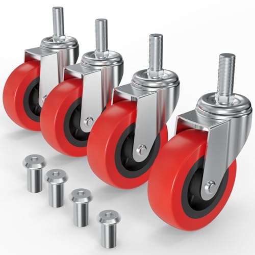 mysit 4 pack creeper wheels 25 inch heavy duty swivel caster wheel creeper service cart stool post mount m10 around 3834 x 134 metric threaded stem casters wheels replacement