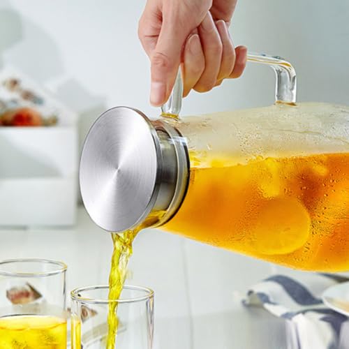 Tetera de vidrio de 1,5L con tapa de acero inoxidable para bebidas calientes y frías 6