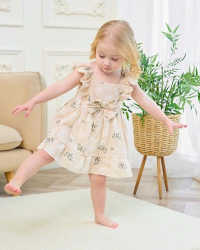 Renotemy Newborn Infant Baby Girl Dresses Summer Outfits Boho Casual Sundress Gifts Toddler Clothes for Girl with Hat and Bag3