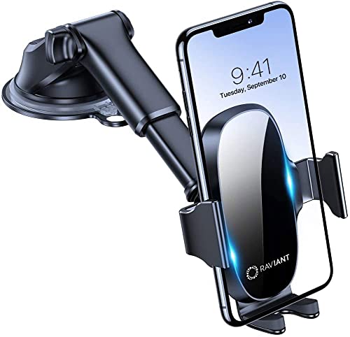 【2022 Upgraded】 Raviant Phone Holder for Car, Universal Car Phone Holder Mount for Dashboard Air Vent Windshield Compatible with iPhone 13 Series/iPhone 12 Series/11/XR/Samsung and All Phones