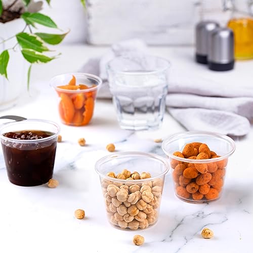 Image of GUSTO 5.5 oz Jello Shot Cups [250 Count] Clear Plastic Disposable Portion Containers for Sauces, Dressings & Samples, No Lids - Durable, Stackable (Formerly Comfy Package)
