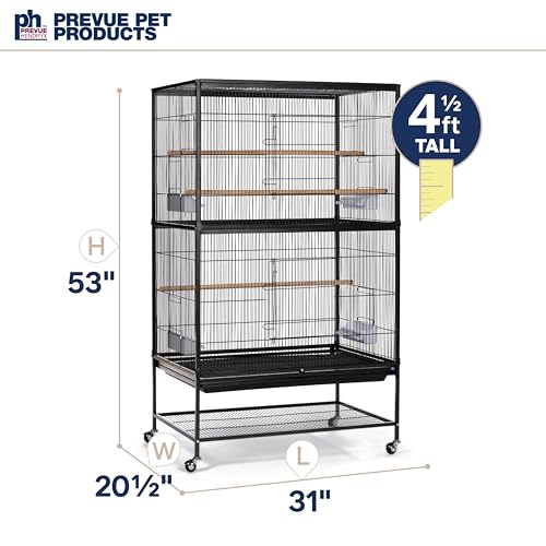 Prevue Pet Products Wrought Iron Flight Cage with Stand F040 Black Bird Cage, 31-Inch by 20-1/2-Inch by 53-Inch