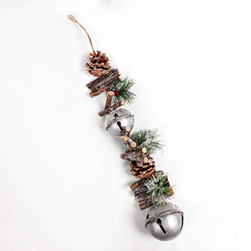 50cm Garland with Silver Jingle Bells Wooden Sticks - Image 2