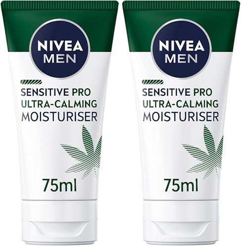 Image of NIVEA MEN Sensitive Pro Ultra Calming Moisturising Cream (75ml), Face Care Moisturiser Enriched with Hemp Seed Oil and Vitamin E for Stress-Minimising Skin Care (Pack of 2)