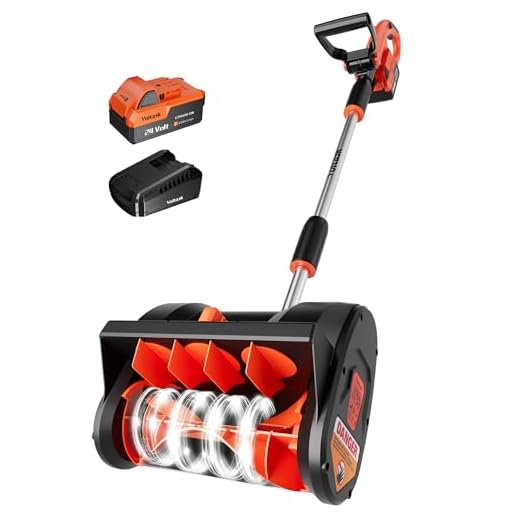 VOLTASK 24V 12-Inch Cordless Electric Snow Shovel, Lightweight Handheld Snow Blower with 4.0Ah Battery, Fast Charger & Directional Plate