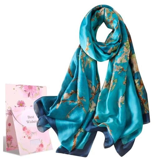 heekpek Bufanda Seda Mujer Satín Bufanda Estampada Ligero Elegante Chal Fulares Cuello Pañuelo de Seda para Mujer