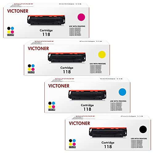 118 Toner Cartridges 4-Pack Compatible Replacement for Canon 118 Toner Cartridges for Canon imageCLASS MF8580Cdw MF726Cdw MF8350Cdw MF8380Cdw MF729Cdw LBP7660Cdn LBP7200Cdn Series Printer Ink