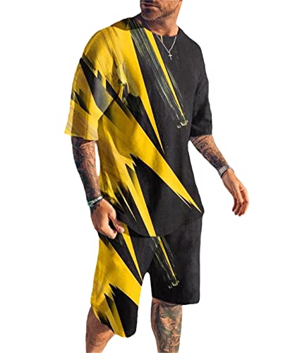 Survêtement d'été homme anti-transpiration t-shirt short imprimé 3D style vacances Ts1120 M