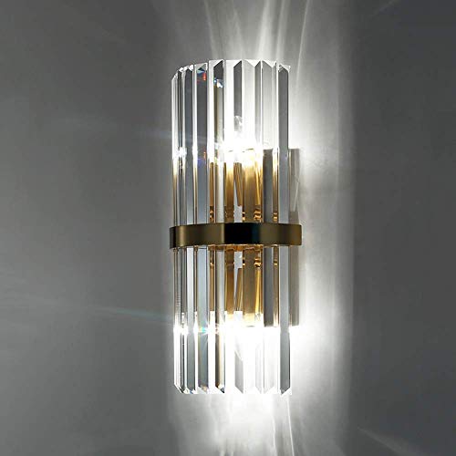 Lámpara de pared LED de cristal transparente y hierro con luz blanca
