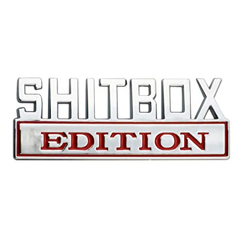 Image of 1x SHITBOX EDITION emblem 3D Fender Badge Decal Car Truck Replacement for Chevy Silverado 1500 2500 Chevrolet C10 C15 (Chrome Red)