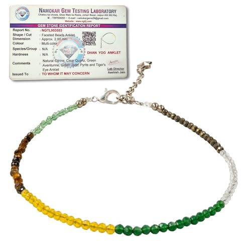 Image of Raw Pyrite, Money Magnet, Dhanyog, Garnet, Black Obsidian Evil Eye Anklet | Stone of Money, Protection & Power | Natural Healing Crystal Anklet for Women | Spiritual Jewellery for Women | Gift for Woman & Girlfriend