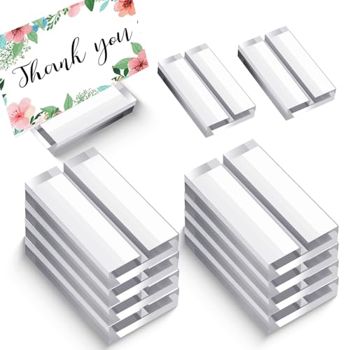 12 PCS Acrylic Place Card Holders Clear Table Number Stands Name Card Holder Stands for Wedding Photos Namecard Office Menu Meeting