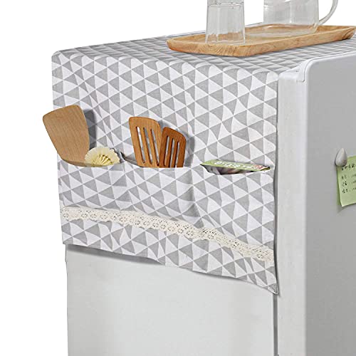 Image of HOKIPO Fridge Cover Top with Pockets, 130 x 55 cm, Grey