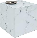 Beistelltisch in Würfelform mit Glasoberflächen in luxuriöser Marmor-Optik