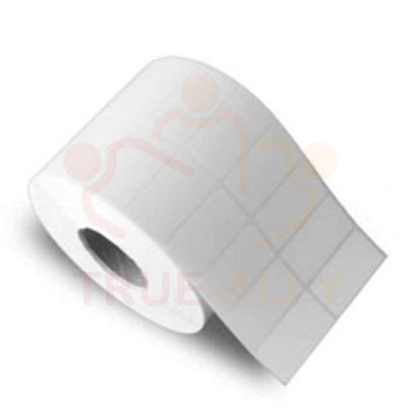 Image of True-Ally Barcode Labels Stickers 2UP 50MM x 25MM (2 inch x 1 inch) Self Adhesive - 4000 Labels per Roll | Strong Adhesive for Grocery, Transportation, Labs Paper - Pack of 3