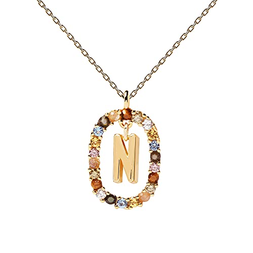 Collier Lettre N PDPAOLA en argent 925 doré fini main pour elle