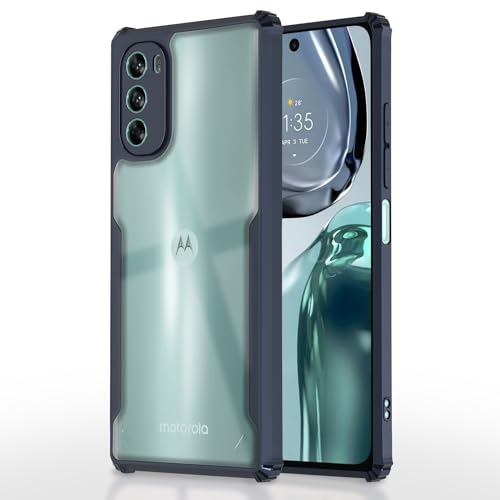 Image of Pikkme Moto G62 5G Back Cover | Crystal Clear Transparent Back | Ultra Hyrbid | Full Camera Protection | Raised Edge | Bumper Back Case (Blue)