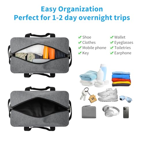 Image of Apenze Small Gym Bag 14 inch lightweight Carry On Mini Duffel Bag for Travel Sport - light Grey