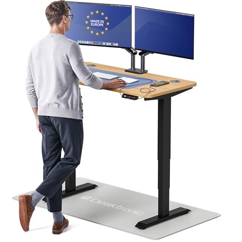 Image of Desktronic HomePro Standing Desk 48x24 - Made in Europe, Ergonomic Sit Stand Home Office Desk, Electric Height Adjustable, Dual Motor, USB & USB-C Charging, Wobble-Free, Touchscreen, 3 Memory Presets