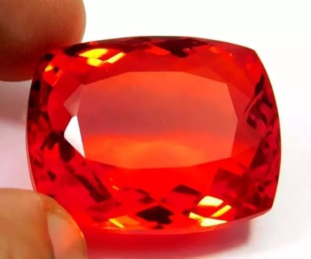 Large Mexican Fire Opal 95.70 Ct. Cushion Cut Loose Gemstone for Ring & Pendant
