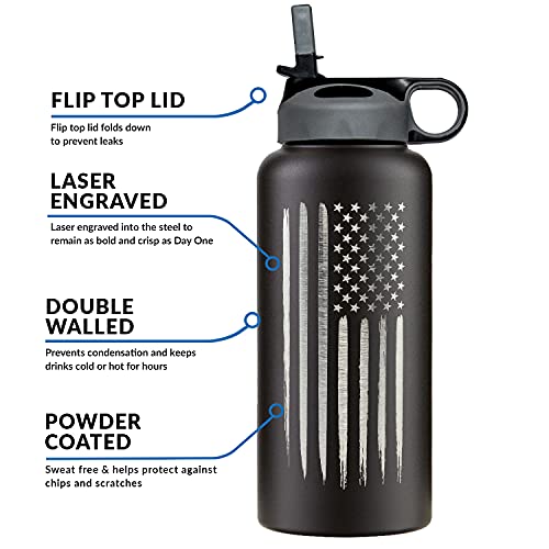 Military Gift Shop Botella de Agua Térmica de Acero Inoxidable 32oz con Bandera Americana Grabada miniatura 4