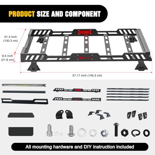 Image of Nilight Roof Rack Cargo Basket with LED Light Bar Compatible with 2007-2026 Wrangler JK JL Unlimited & Gladiator JT 4 Door Hardtop, JKU JLU Luggage Rooftop Storage Carrier