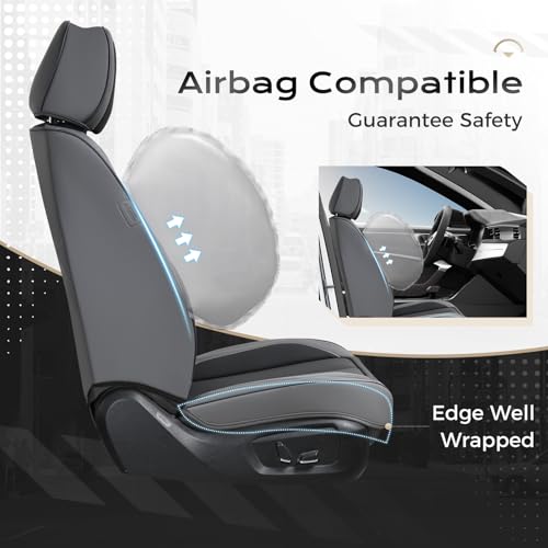 Image of Coverado Seat Covers, Car Seat Covers Front Seats, Car Seat Cover, Car Seat Protector Waterproof, Car Seat Cushion Nappa Leather, Seat Covers Carseat Cover Universal Fit for Most Cars