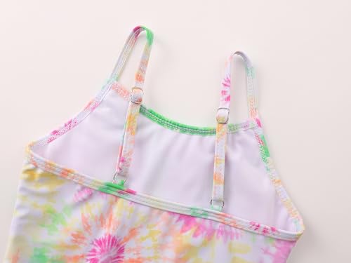 Image of Girls One Piece Swimsuits Adjustable Double Strap for Kids Palm Tree Print Toddler Bathing Suit Size 2T-10