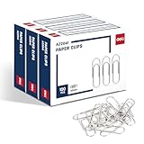 Deli Jumbo Paper Clips Smooth, 300 Large Paper Clips, 3 Boxes of 100 Each, Silver