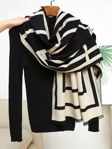 FairyCity Women's Soft pashmina Shawl Oversized Winter Warm blanket Scarf Long Cashmere Shawls Wraps Geometric patterns4