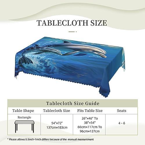 Nappe de table à manger rectangulaire dauphins douce 137 x 183 cm