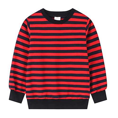 Toddler Warm Sweater Toddler Kids Girls Boys Long Sleeve Basic T Shirt Casual Stripe Prints Sweatershirt Tops