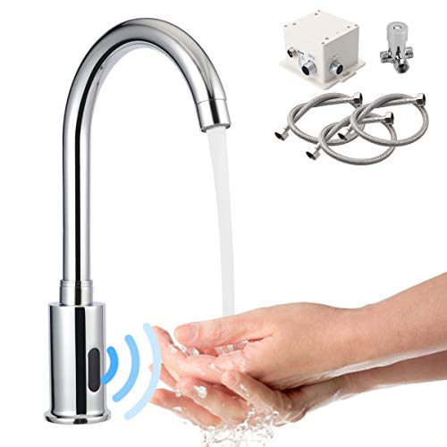 Gimify Touchless Kitchen Faucet Kitchen Sink Motion Sensor Smart Faucet Hands Free Automatic Faucet Tap, Hot and Cold Mixer Control, Battery Powered, Solid Brass, Chrome Finished